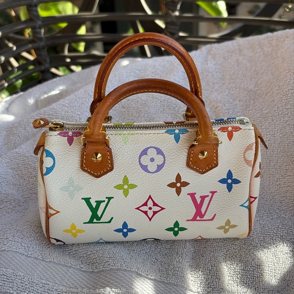 Louis Vuitton White Multicolor Mini Speedy